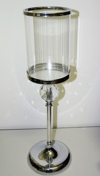 ŚWIECZNIK METAL/SZKŁO 50,5CM