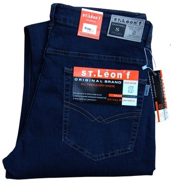 Klasyczne niebieskie DŻINSY ST.Leon'f Lycra MOCNE W44 L32 pas 116/120 cm