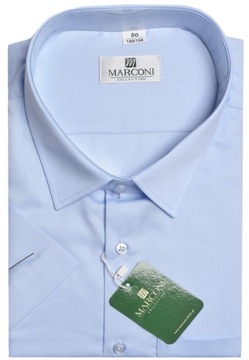 DUŻA MĘSKA KOSZULA ELEGANCKA BŁĘKITNA 7XL KRÓTKI RĘKAW 194/200 54