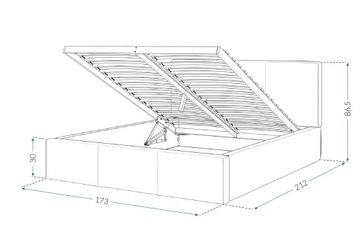 Кровать 160х200, обитая, подъемный каркас ЯНТАРЬ