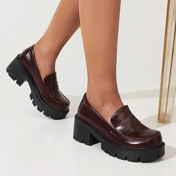 Женские лоферы на платформе и массивном каблуке Sy