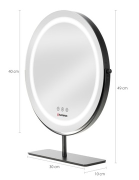 Duże lustro do makijażu LED Humanas HS-HM Scarlet PREMIUM 3 barwy 40x40cm