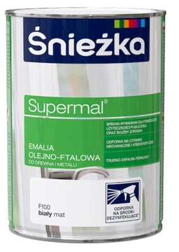 ŚNIEŻKA FARBA EMALIA OLEJNA BIAŁY F100 MATOWA 0,8L