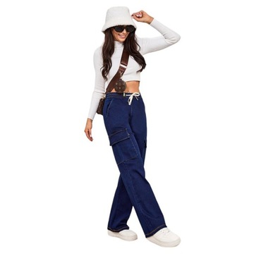 HL-1155 D.BLUE SPODNIE DAMSKIE SZEROKIE XL/XXL - 43