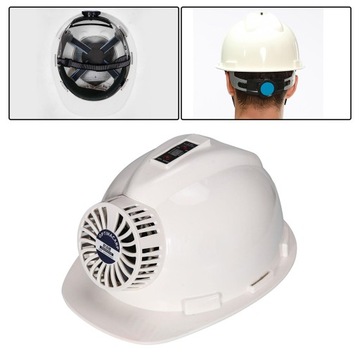Каска с защитным шлемом для вентилятора, зарядка, 4 уровня скорости, белый