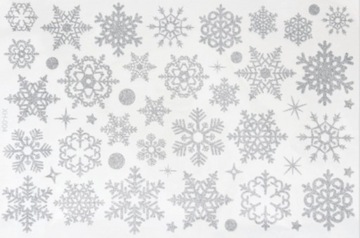 NAKLEJKI NA SZYBĘ OKNO ŚNIEŻYNKI SREBRNE ŚWIĘTA