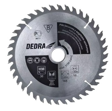 DEDRA PIŁA TARCZOWA DO DREWNA 165x16mm 36Z.