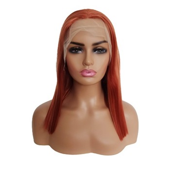 Peruka LACE FRONT ruda miedź rudy rude peruki miedziana 40cm +czepek GRATIS