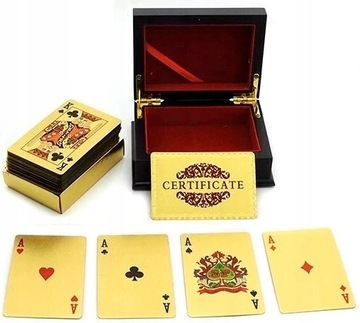 ПЛАСТИКОВЫЕ ЗОЛОТЫЕ ИГРОВЫЕ КАРТЫ В ДЕКОРАТИВНОЙ КОРОБКЕ ЗОЛОТАЯ КОЛОДА ПОКЕРА