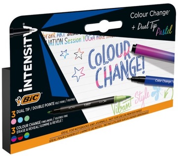 BIC COLOR CHANGE PISAKI DWUKOLOROWE PASTELOWE MAZAK FLAMASTRY DWUSTRONNE x6