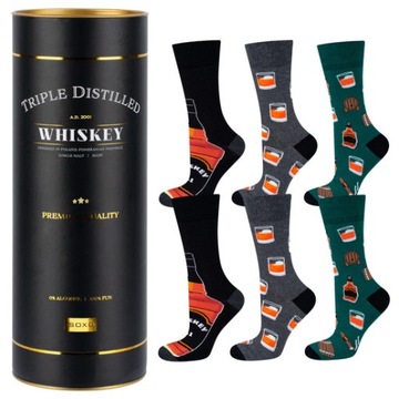 Eleganckie skarpetki WHISKEY w tubie 3 pary PREZENT DLA NIEGO