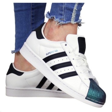 damskie buty Adidas Superstar UNIKAT SKÓRA trampki skórzane sneakersy białe