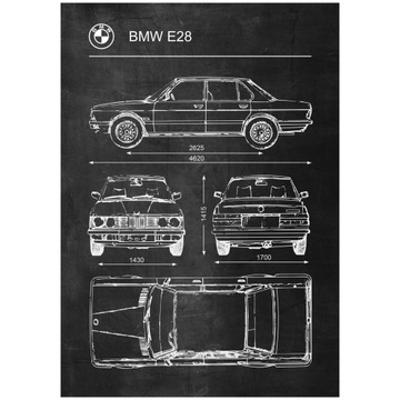 Plakat BMW E28 Retro Schemat Patent Poster