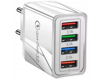 ŁADOWARKA SIECIOWA 4x USB SZYBKA QUICK CHARGE 3.0