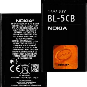 АККУМУЛЯТОР NOKIA BL-5CB C1-01 C1-02 1616 1100 1209 100 105 109 113 2330c 2600