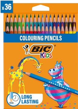 BIC KIDS EVOLUTION NIEŁAMLIWE KREDKI OŁÓWKOWE 36 KOLORÓW SZKOLNE PLASTYCZNE