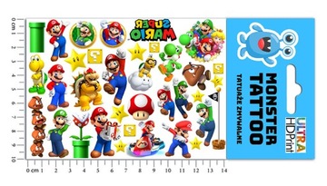 НАБОР НАКЛЕЙКОВ + ТАТУ ДЛЯ ДЕТЕЙ ДЕТСКОЕ SUPER MARIO BROS КАЧЕСТВО