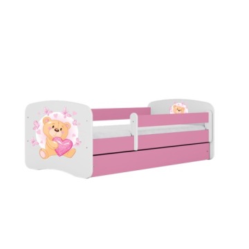 Ліжко babydreams рожеве ведмедик метелики з шухлядою без матраца 140/70