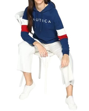 Bluza granatowa damska z kapturem w pasy bawełniana logo Nautica XXL