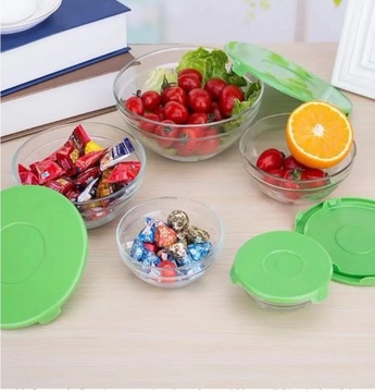 НАБОР КУХОННЫХ МИСШЕК С КРЫШКАМИ, СТЕКЛЯННЫХ КОНТЕЙНЕРОВ, 5 шт.