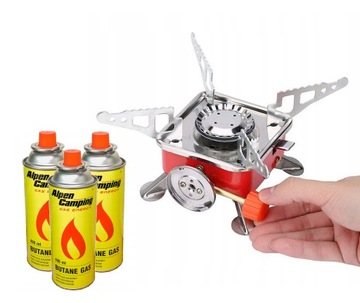 KUCHENKA TURYSTYCZNA GAZOWA + 3x GAZ ALPEN CAMPING