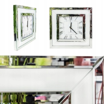 НАСТЕННЫЕ ЧАСЫ БЕЛЫЙ ГЛАМУР зеркало глянец