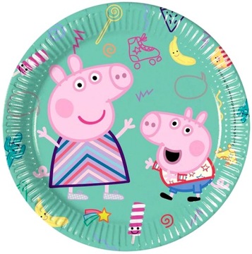 Talerzyki Papierowe Świnka Peppa Pig na Urodziny - 20 cm, 8 sztuk