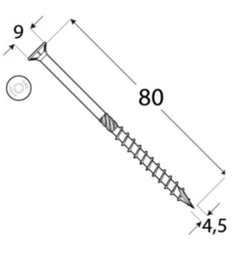 ВИНТЫ СТОЛЯНЫЕ ПО ДЕРЕВУ CS 4,5x80 TORX С КОНТР-ГОЛОВКОЙ DOMAX 100 ШТ.