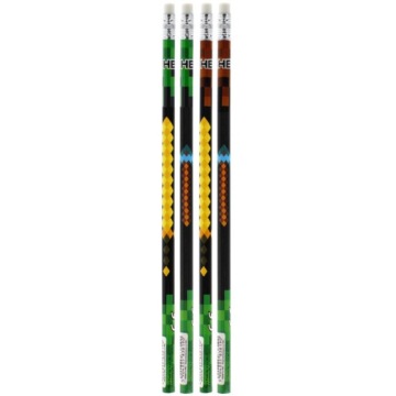 Карандаш с ластиком. Пиксельная игра. 4 шт.