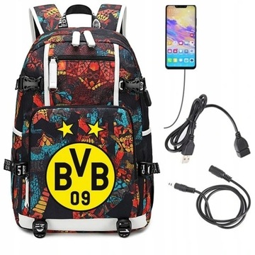 DUŻY PLECAK A4 USB WODOODPORNY BORUSSIA DORTMUND