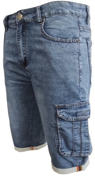 Spodenki Męskie Jeansowe Bojówki Krótkie Spodnie Jeans W38