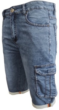 Spodenki Męskie Jeansowe Bojówki Krótkie Spodnie Jeans W44