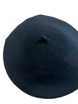 Beret z antenka damski wełniany czapka klasyczny czarny jesień welniany