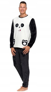 Piżama męska długi rękaw dł. spodnie ciepła pluszowa miś polar panda Moraj