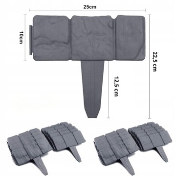 САДОВЫЙ ПАЛИСАД садовый бордюр для газона 250 см x 12,5 см СЕРЫЙ КАМЕНЬ