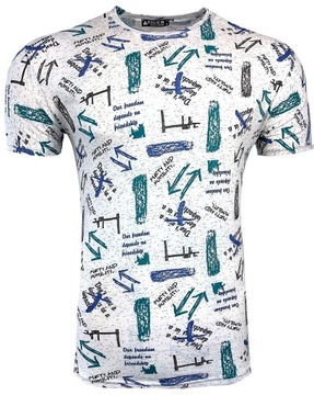 KOSZULKA MĘSKA T-SHIRT PRINT STRZAŁKI T1038 r. M