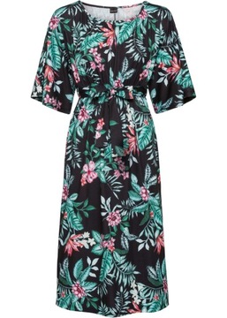 Z6684 SUKIENKA Z RĘKAWAMI KIMONO W KWIATY 923913 R.40/42