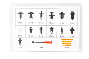 НАБОР АВТОМОБИЛЬНЫХ ЗАЖИМОВ, ЗАЖИМЫ ДЛЯ ОБИВКИ, ШПИЛЬКИ, ЛОЖКИ, ЧЕХОЛЫ, 230 шт. запонки