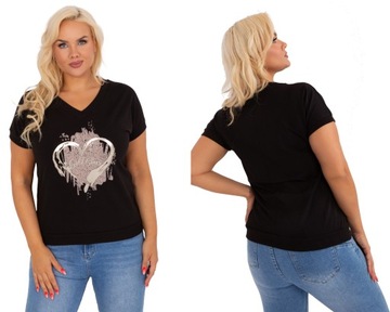 BLUZKA damska z nadrukiem w serek PLUS SIZE