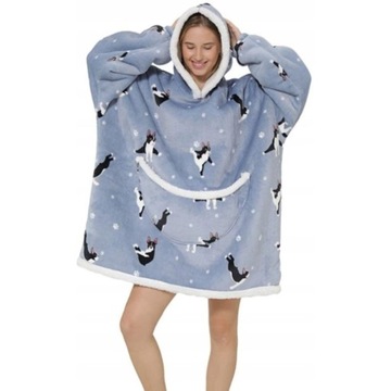 CIEPŁA BLUZA KOC OVERSIZE FUTRZAK 2W1 GRUBA XXL