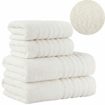 Zestaw 4 ręczników bawełnianych DORA (2x 50x90cm + 2x 70x140cm) kremowy