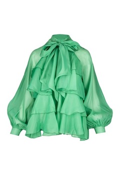 Elegancka koszula z falbanami zielona ONE SIZE