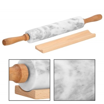 КУХОННЫЙ ВАЛОК ДЛЯ ТЕСТА ИЗ МРАМОРА КАМЕНЬ 46х5см С ВРАЩАЮЩЕЙСЯ ПОДСТАВКОЙ
