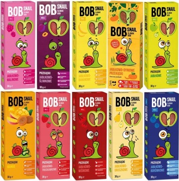PRZEKĄSKA ŚLIMAK Bob Snail ZAWIJAS ZESTAW 10 SMAKÓW MIX NATURALNE PRZEKĄSKI