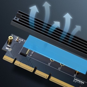 PCIE 4.0 x16 Адаптер для SSD M.2 NVME M-Key, для компьютера, Ugreen