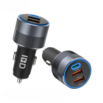 Быстрое автомобильное зарядное устройство IBD 3xUSB 66 Вт