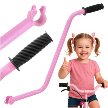 PROWADNIK UCHWYT DO NAUKI JAZDY NA ROWERZE RĄCZKA DO ROWERU RÓŻOWY KIJEK