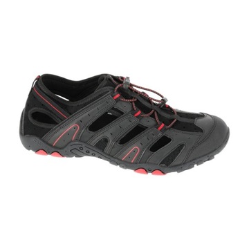 SANDAŁY TREKKINGOWE PU/DZIANINA CZARNO CZERWONE LAHTI PRO r.44