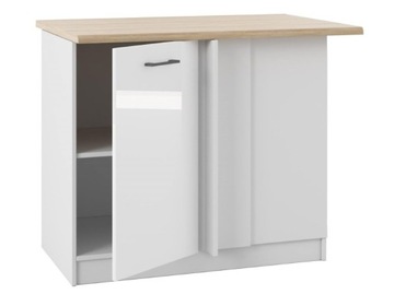 Szafka kuchenna narożna stojąca dolna z blatem TESA 100x60 cm biały połysk