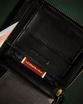 Kompaktowy portfel męski na suwak carbon Peterson